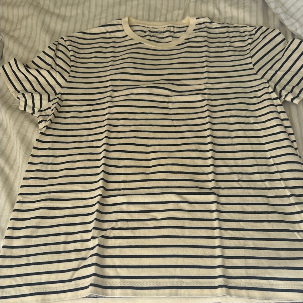 J. Crew Navy and Cream Striped Tee